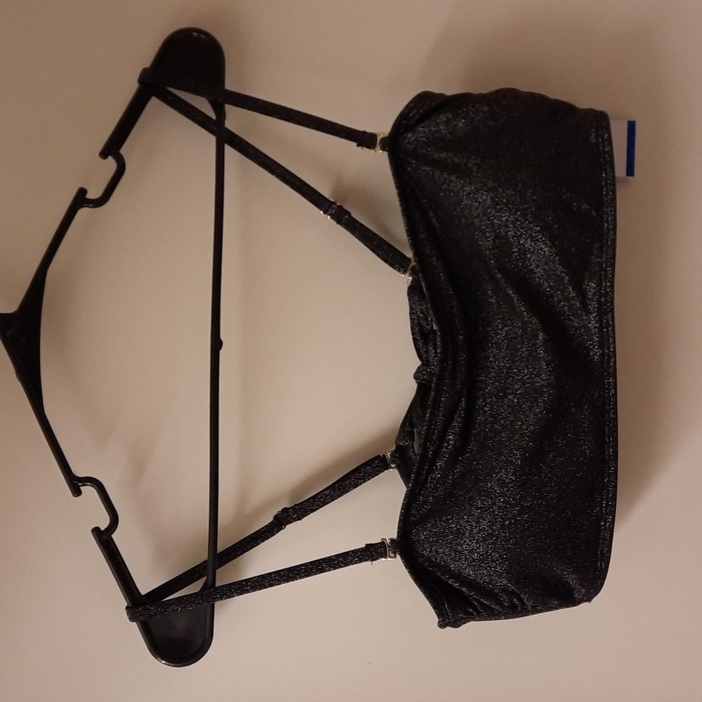 NWT, California Waves Black Metallic Shine Bandeau Top